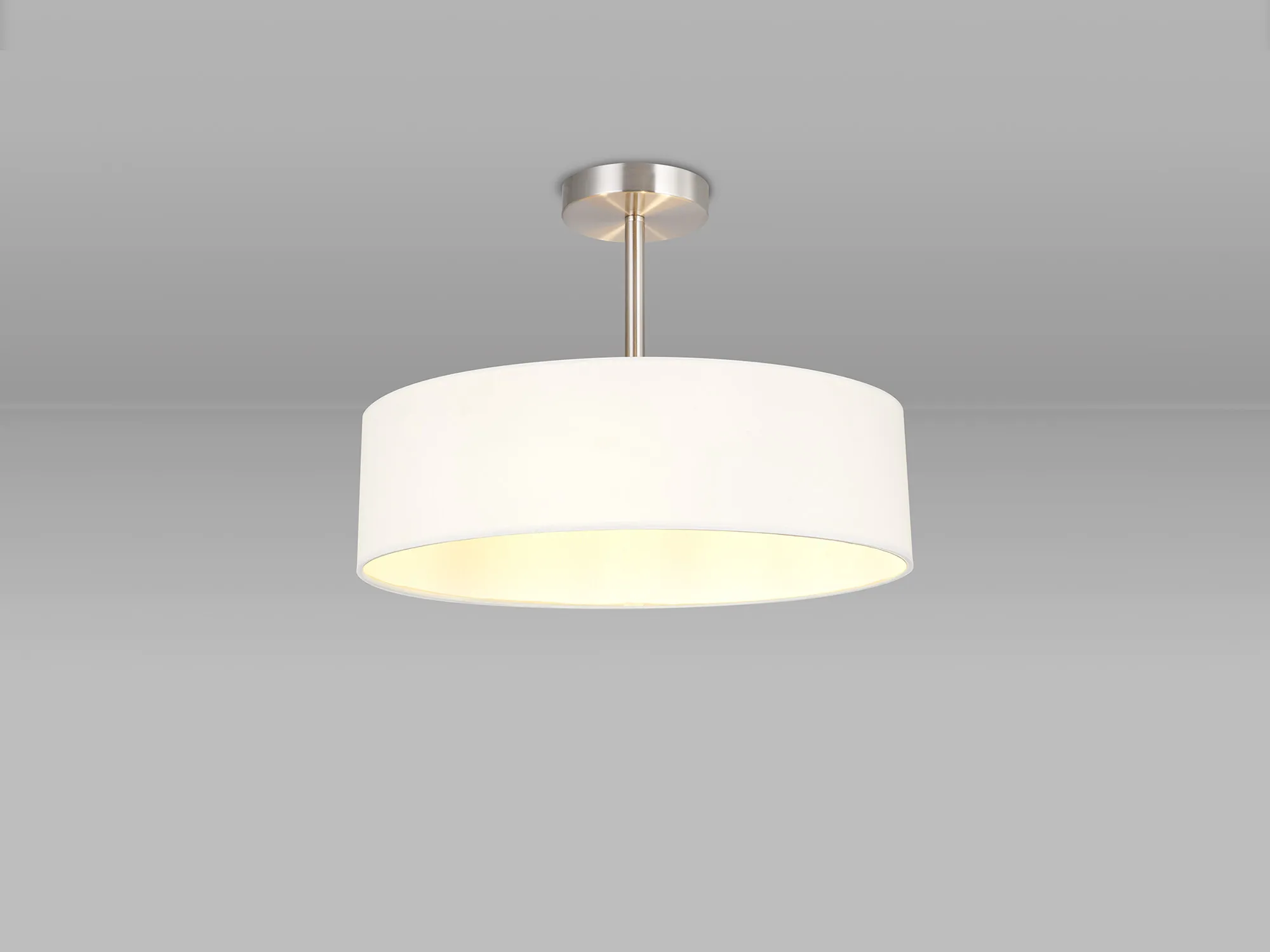 Baymont 45cm Semi Flush 3 Light Satin Nickel, White DK0715  Deco Baymont SN WH